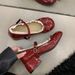 French Lace Bow Mary Jane Shoes Women's Silver Single Shoes Inner Height Increase Evening Small Leather Shoes_vogvips.com