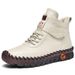 Winter Plush Lined Warm Martin Boots For Women, British Style Fashion Versatile Velcro Casual High-top Cotton Boots,_vogvips.com