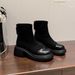 Small Size Women's 313233 Thick Heel Suede Patchwork Short Martin Boots 2025 Autumn Winter New Style Height Increasing_vogvips.com