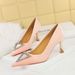 1818-K36 European And American Style Banquet High-heeled Shoes With Thick Suede, Shallow Cut, Pointed Toe, Triangular_vogvips.com