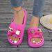Thick Sole Flat Sandals For Women Summer Outdoor Wear, Cute Bow Metal Bear Beach Party Walk Home Fashion Best-selling Slippers_vogvips.com