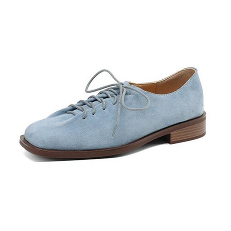 DIMANYU Real Leather 2025 Spring New Lace-Up Single Female Thick Heels Plus Size Women's Oxford Shoes_vogvips.com