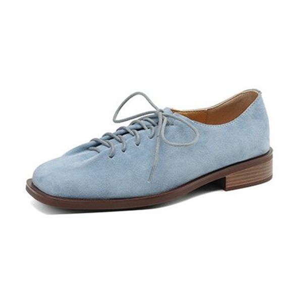 DIMANYU Real Leather 2025 Spring New Lace-Up Single Female Thick Heels Plus Size Women's Oxford Shoes_vogvips.com