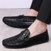 Top Layer Cowhide Leather Shoes British Style Black Soft Sole Slip-On Men's Loafers Breathable Lightweight_vogvips.com