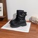 New Autumn And Winter Outerwear Vintage Belt Buckle Martin Boots, British Style Pleated Height-increasing Short Boots_vogvips.com
