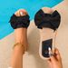 Summer Bowknot Women's Sandals, Flat-soled Faux Straw Slippers For Outdoor Wear, Niche Beach Casual Sandals_vogvips.com