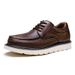 Men Vintage Thick Sole Leather Casual Shoes Lace Up Non-Slip Work Walking Derby Shoes_vogvips.com