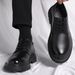 ShoeVault Cowhide Large Size Round Toe Derby Leather Black Business Casual Formal Wedding Groom Men's Shoes_vogvips.com
