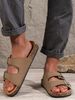 Men's Teen Mules New Spring And Summer Retro Casual Slip-On Shoes Pu Upper Double Strap Half Slippers With Adjustable Buckle_vogvips.com