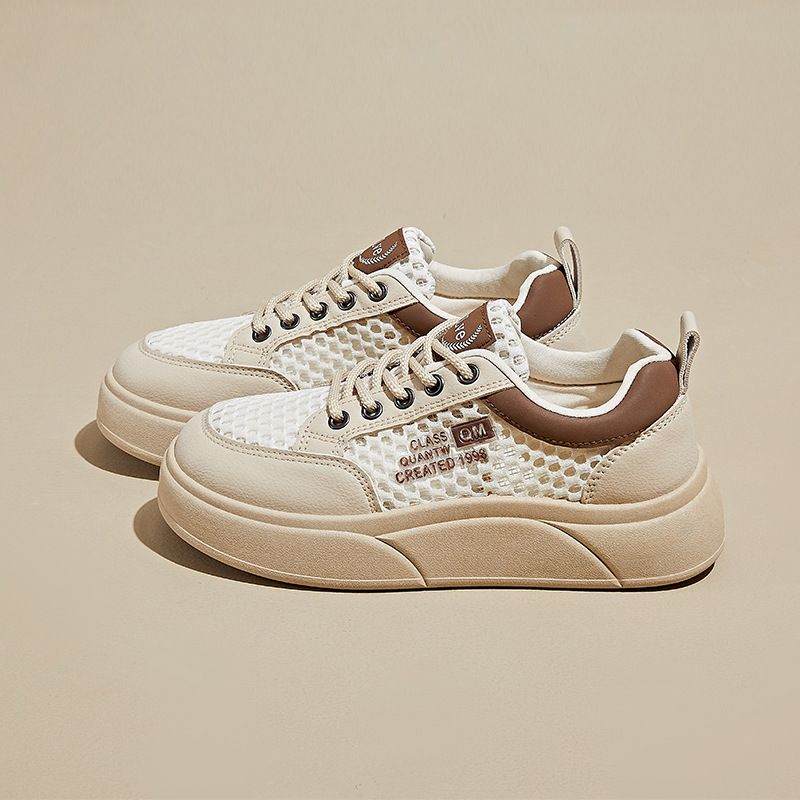 Mesh White Shoes Female Students Breathable Heightening Shoes Board Shoes Casual Shoes_vogvips.com