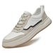 Round Head Casual Board Shoes Men's Four Breathable Splicing White Shoes_vogvips.com