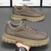 Spring Men's Shoes Breathable Work Shoes For Men, Trendy Versatile Thick-Soled Sports Casual Sneakers, Leather Shoes, Ma_vogvips.com