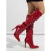 Women's High Heel Boots Pointed Toe Knee High Boots Sexy Stiletto Side Zipper Glossy PU Leather Dress Boots For Party & Evening"_vogvips.com