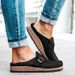 Cross-Border New Sandals Round Toe Low Heel Casual Half Slippers Solid Color Size 43 Retro Women's Shoes_vogvips.com