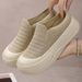 Women's Summer Thick Soled Slippers Breathable Closed Toe Low Cut Solid Color Height Increasing Simple Soft Sole Half Slippers_vogvips.com