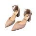French Style Women's Pointed Toe Chunky Heel Pumps New Hollow Out One Word Strap Daily Fashion Casual Sandals For Ladies_vogvips.com