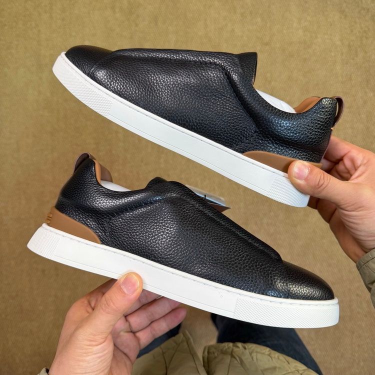 Designer Mens Casual Shoes Zgn Triple Stitch Second Skin Suede Sneakers Tobacco Brown Taupe White Deerskin Navy Blue_vogvips.com