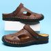 Outdoor Summer Sandals For Men Casual Sport Slippers PU Leather Slides Breathable Beach Flip-Flops Dual-Purpose Male_vogvips.com