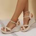 Women's Plus Size Platform Sandals Cross Strap Wedge Thick Soled European American Style Rope Summer_vogvips.com