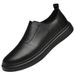 Suitable For All Seasons Men's New Large Size Genuine Leather Sneakers Trendy Casual Pure White Loafers Slip-On Shoes_vogvips.com