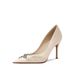 Elegant Versatile Women's Satin High Heels With Bow Snake Patterned Pointed Toe Flats For Spring Autumn_vogvips.com
