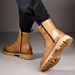 European Warm Series Autumn Winter Genuine Leather Yellow Mid-High Top Thick Sole Lightweight Martin Casual Comfortable Side Zipper Round Toe_vogvips.com