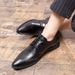 Euro Step 2020 Spring And Autumn New Brogue Printed Leather For Men Breathable Business Pointed Lace-up Men's Formal Dress Shoes_vogvips.com