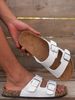 Men's Teen Mules New Spring/Summer Vintage Casual Slip-On Shoes Pu Upper Double-Strap Half-Slip Flat Sandals With Adjustable Buckle_vogvips.com