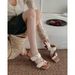 2025 New French Retro Square Toe Chunky Heel Sandals Petite Women, Fashionable One-Strap High Heels For Outdoor Wear_vogvips.com