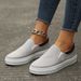 Large Size, Low Cut, Solid Flat Sole Single Shoes For Women's Hoodies, Color Blocking Lazy Skates_vogvips.com