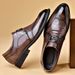 Genuine brogue point-toe leather business casual men's versatile breathable wedding shoes, slip-on shoes_vogvips.com