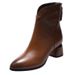 ShoeVault 2024 New Short Women, Chunky Soft Leather High Heel Fleece-Lined Cotton Autumn Winter Women's Shoes, Pointed Toe Martin_vogvips.com