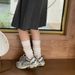 1/5 Pairs Spring Summer Women Breathable Cotton Stacked Socks Fashionable Korean Style Vertical Striped High-Quality_vogvips.com