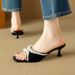 Women's Shoes Summer Sheepskin Fairy Style Square Head Open Toe Outdoor Slippers One Line Temperament Stiletto Sandals 40 Large Size_vogvips.com