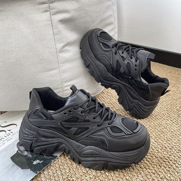 New Thick Soled Breathable Single Lined Platform Shoes Sports Super High Heels Kitten Legs White Shoes_vogvips.com