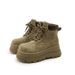 Thick-Soled Height-Increasing Short British Style Martin For Women 2025 Autumn New Casual Lace-Up Yellow Boots_vogvips.com
