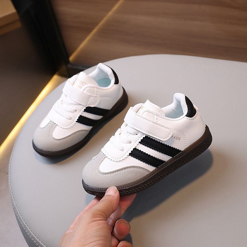Children's Sports Spring And Autumn New Boys' Soft Sole Color Block Sneakers Girls' Training Casual Running Little White_vogvips.com