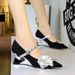 2905-H75 Wind Flower Color Blocked Metal Slope Suede One Word Strap Pointed Shallow Mouth High Heel Single Shoes_vogvips.com