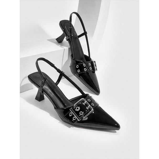 Large Size Fashion Pointed Shallow Mouth Metal Rivet Side Empty Sexy Bun Head Back Empty Low Heel Sandals For Women_vogvips.com