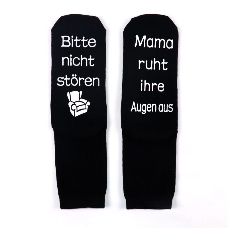All-cotton mid-tube sports casual socks Creative socks sole letter glue floor socks_vogvips.com