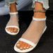Fishnet Hollow Out Rhinestone Women's Sandals 2025 Summer New Model Foreign Trade Cross-Border European And American_vogvips.com