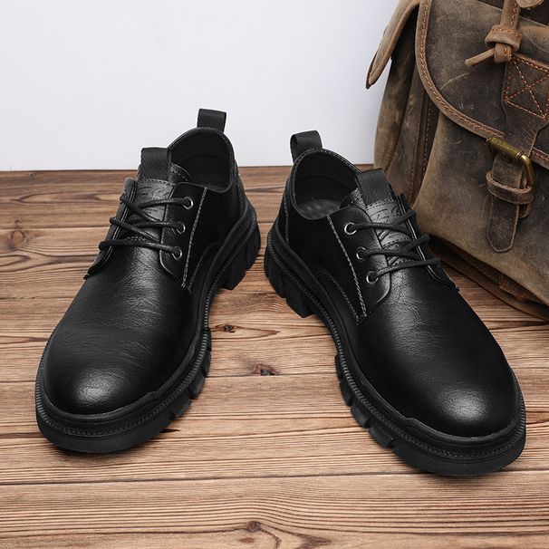 Men's Shoes Spring Men's Small Leather Shoes Inner Height Increase 6 Cm Retro Style British Men's Casual Shoes Low Top Shoes_vogvips.com