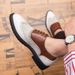 Brock leather shoes men carved British retro men's shoes matching color casual increase_vogvips.com