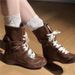 Women's Soft Leather Retro Lace-Up Ankle Boots With Low Block Heel For Autumn Winter Spring Mid Calf Motorcycle Boots, Martin Ankle Boots_vogvips.com