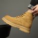 Martin Boots Men's Thick-soled Heightening Wind Matte Tooling Rhubarb Boots Men's High-top Leather Short Boots_vogvips.com
