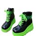Thick-Soled Hot-Selling In-Stock European And American Style Platform Heel Colorful High-Top Lace-Up Ankle Boots_vogvips.com