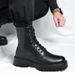 British Style Black Martin Boots Men Ins Cool Side Zipper Workwear Motorcycle Boots European And American Thick Bottom High Top Shoes 96118 R_vogvips.com