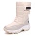 Plus Women's 2025 Winter Outdoor Leather And Fur Integrated Snow Boots 41 Cotton Shoes Women Size 42_vogvips.com
