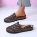 plus Size Women's Rhinestone Closed Toe Slippers Casual Thick Soled Half Slippers Easy Wear Autumn Style_vogvips.com