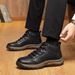 European Warm Series Winter Cotton Wool High-top Leather Shoes Cowhide Martin Fleece-lined Thickened Men's Snow Boots_vogvips.com